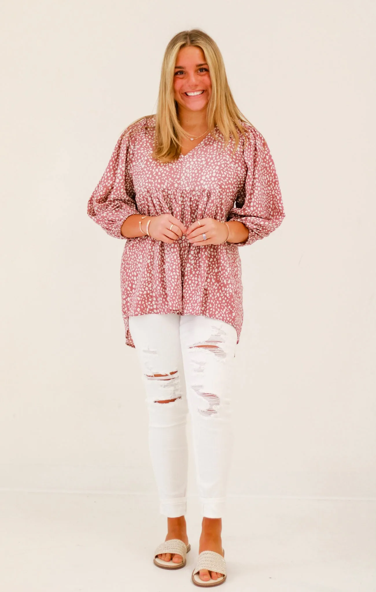 Spotted by You Mauve Blouse