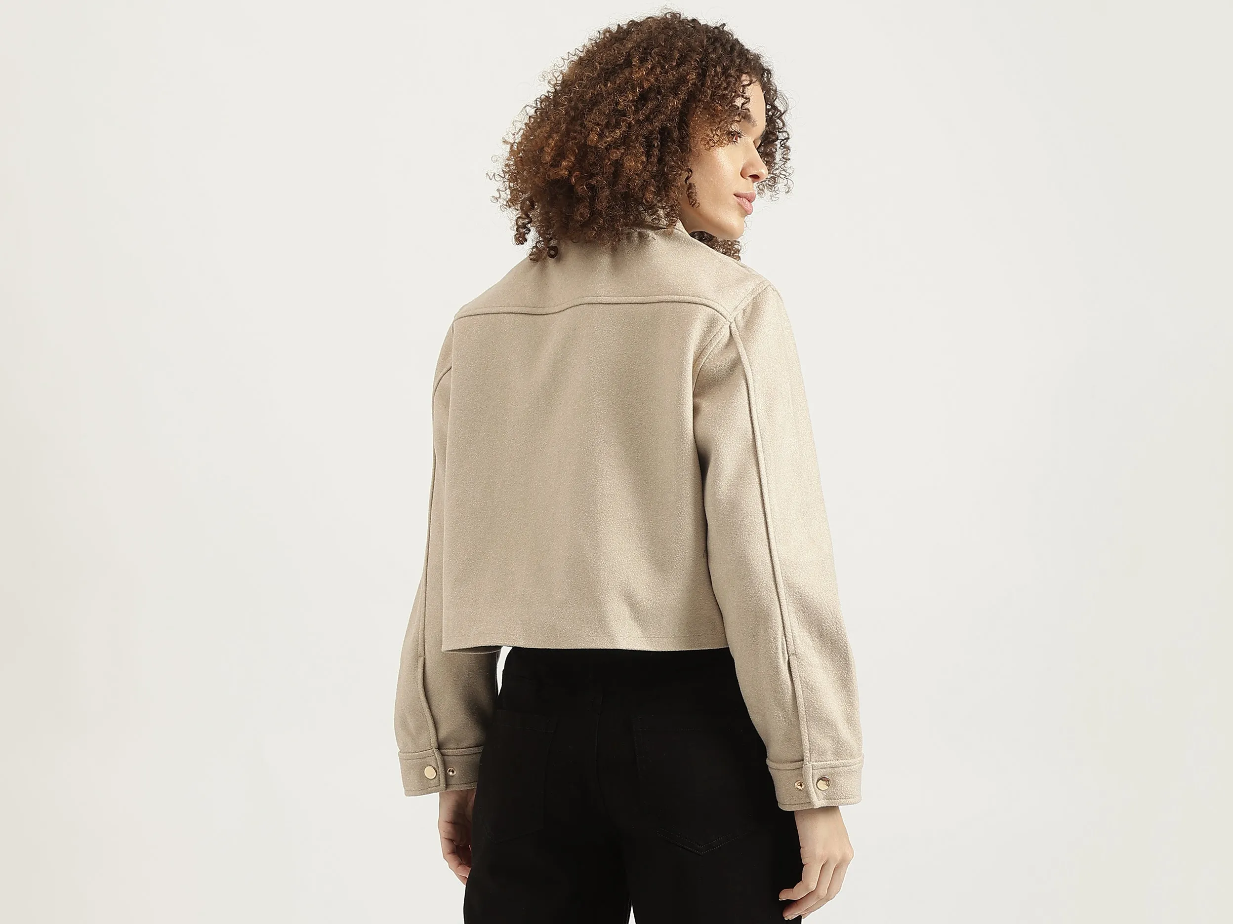 Spread Collar Solid Jacket