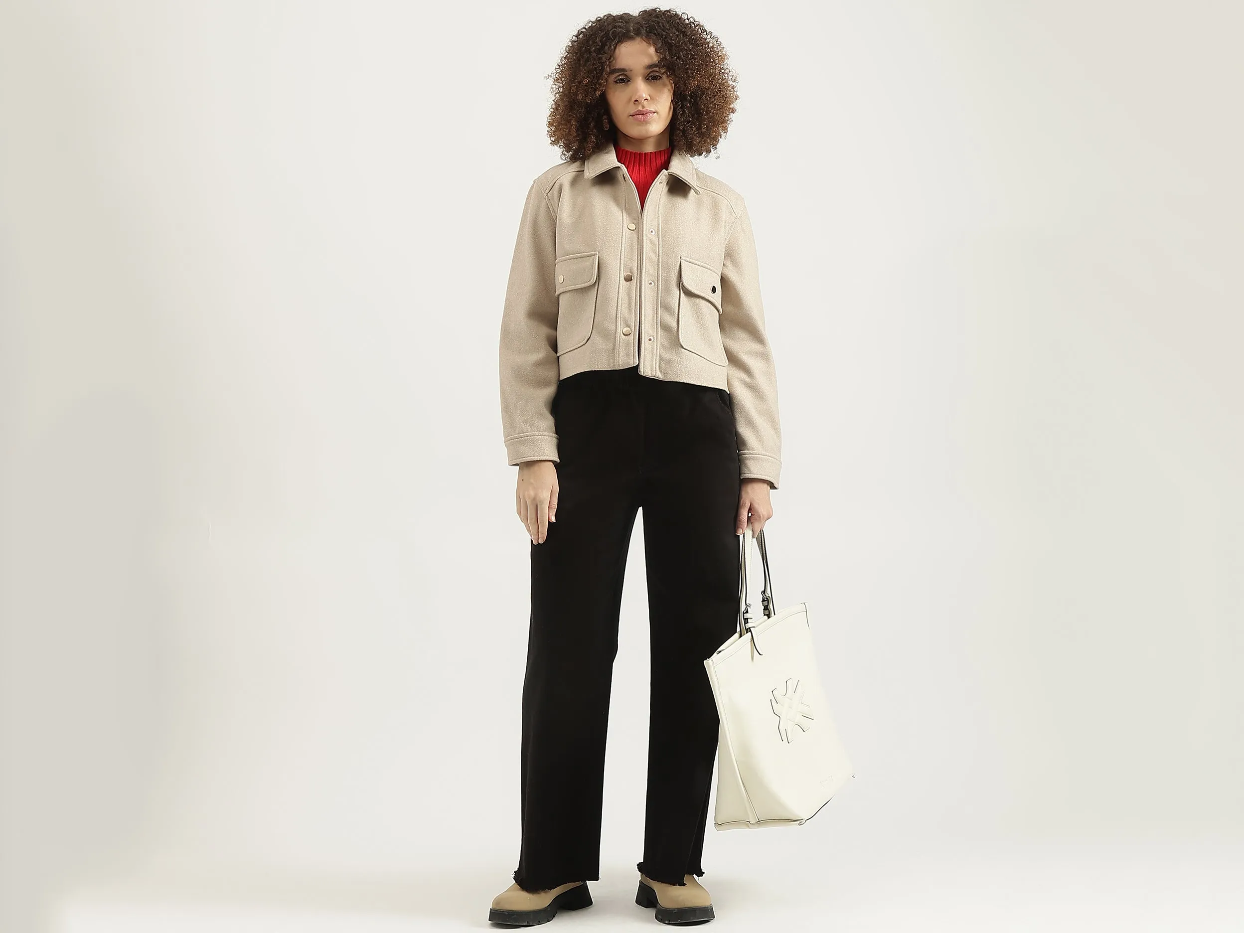 Spread Collar Solid Jacket