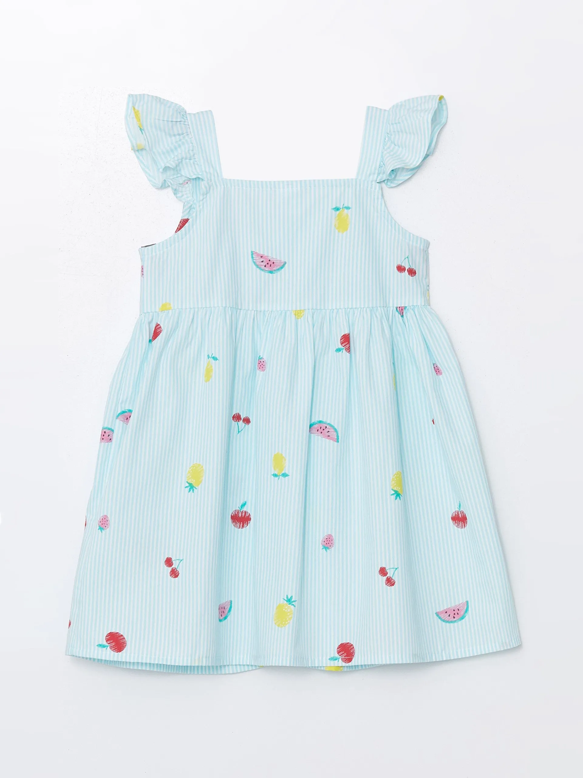 Square Neck Sleeveless Printed Baby Girl Dress