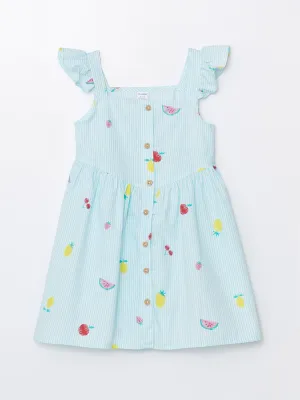Square Neck Sleeveless Printed Baby Girl Dress