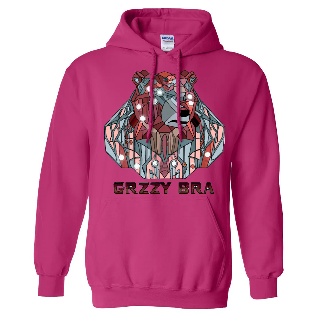Stained Glass Cyborg Grizzly Bear GRZZY BRA Sweatshirt Hoodie