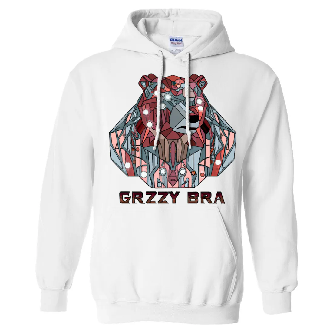 Stained Glass Cyborg Grizzly Bear GRZZY BRA Sweatshirt Hoodie