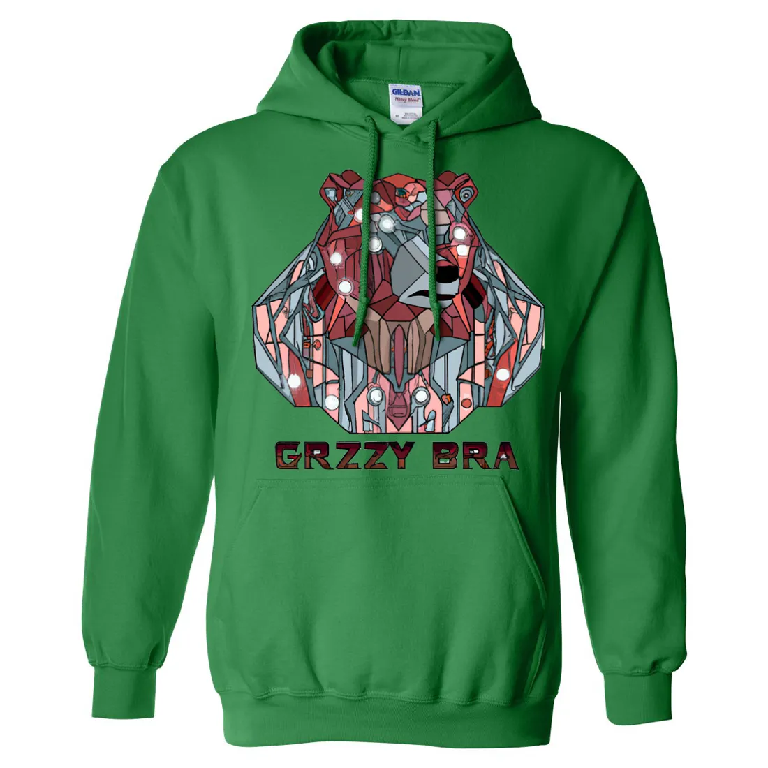 Stained Glass Cyborg Grizzly Bear GRZZY BRA Sweatshirt Hoodie