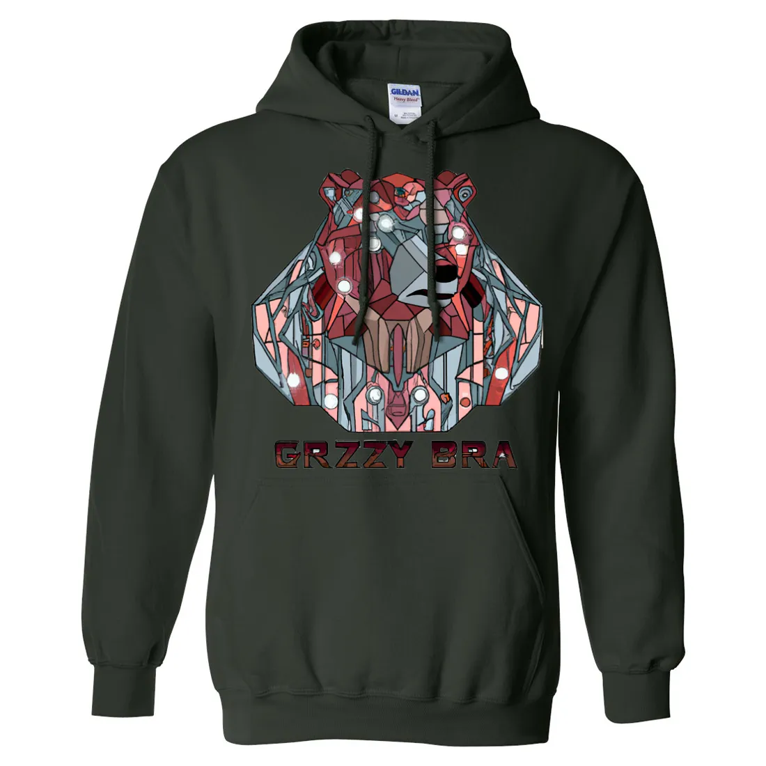 Stained Glass Cyborg Grizzly Bear GRZZY BRA Sweatshirt Hoodie