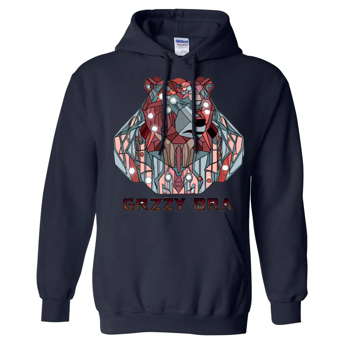 Stained Glass Cyborg Grizzly Bear GRZZY BRA Sweatshirt Hoodie