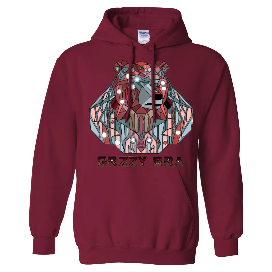 Stained Glass Cyborg Grizzly Bear GRZZY BRA Sweatshirt Hoodie
