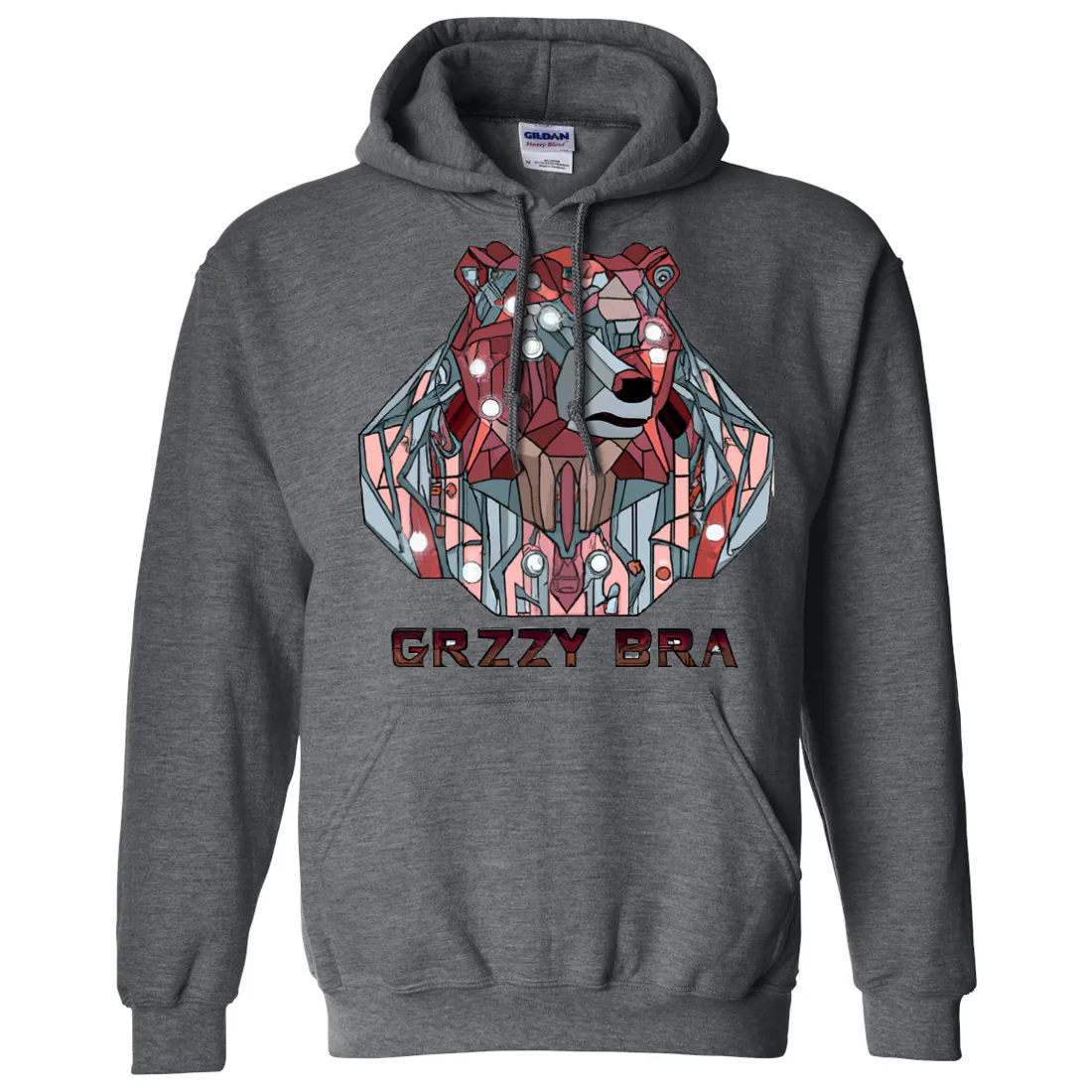 Stained Glass Cyborg Grizzly Bear GRZZY BRA Sweatshirt Hoodie