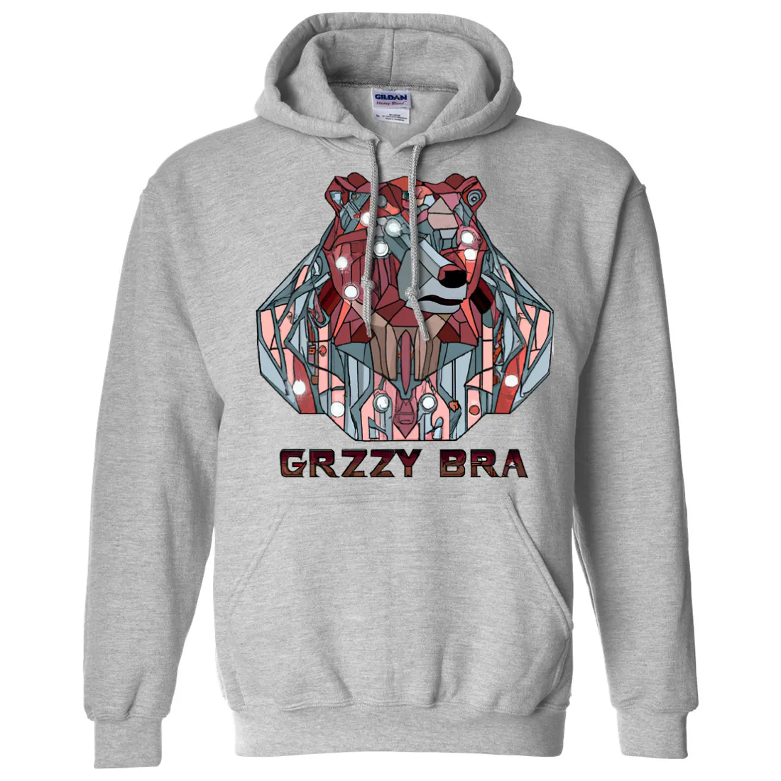 Stained Glass Cyborg Grizzly Bear GRZZY BRA Sweatshirt Hoodie