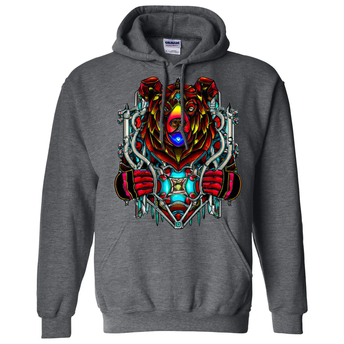Stained Glass Gothic Cyborg Bear Sweatshirt Hoodie