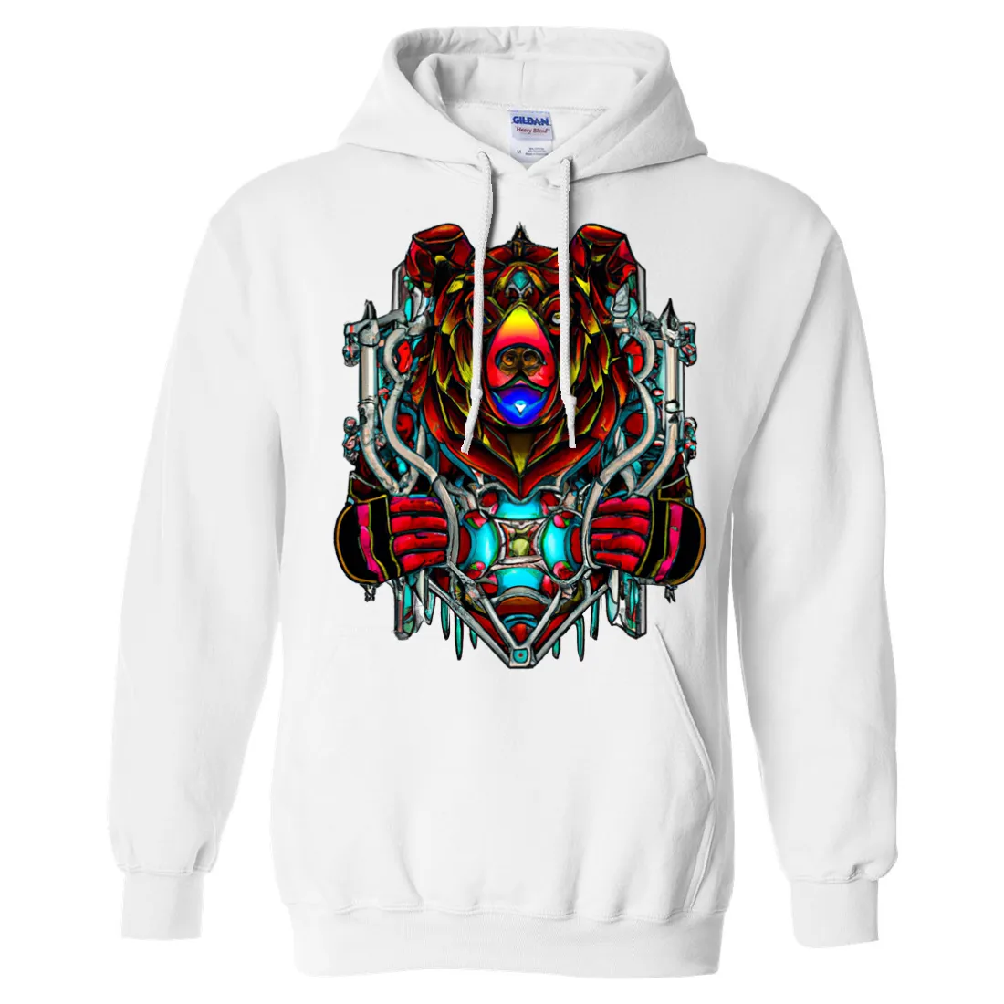 Stained Glass Gothic Cyborg Bear Sweatshirt Hoodie
