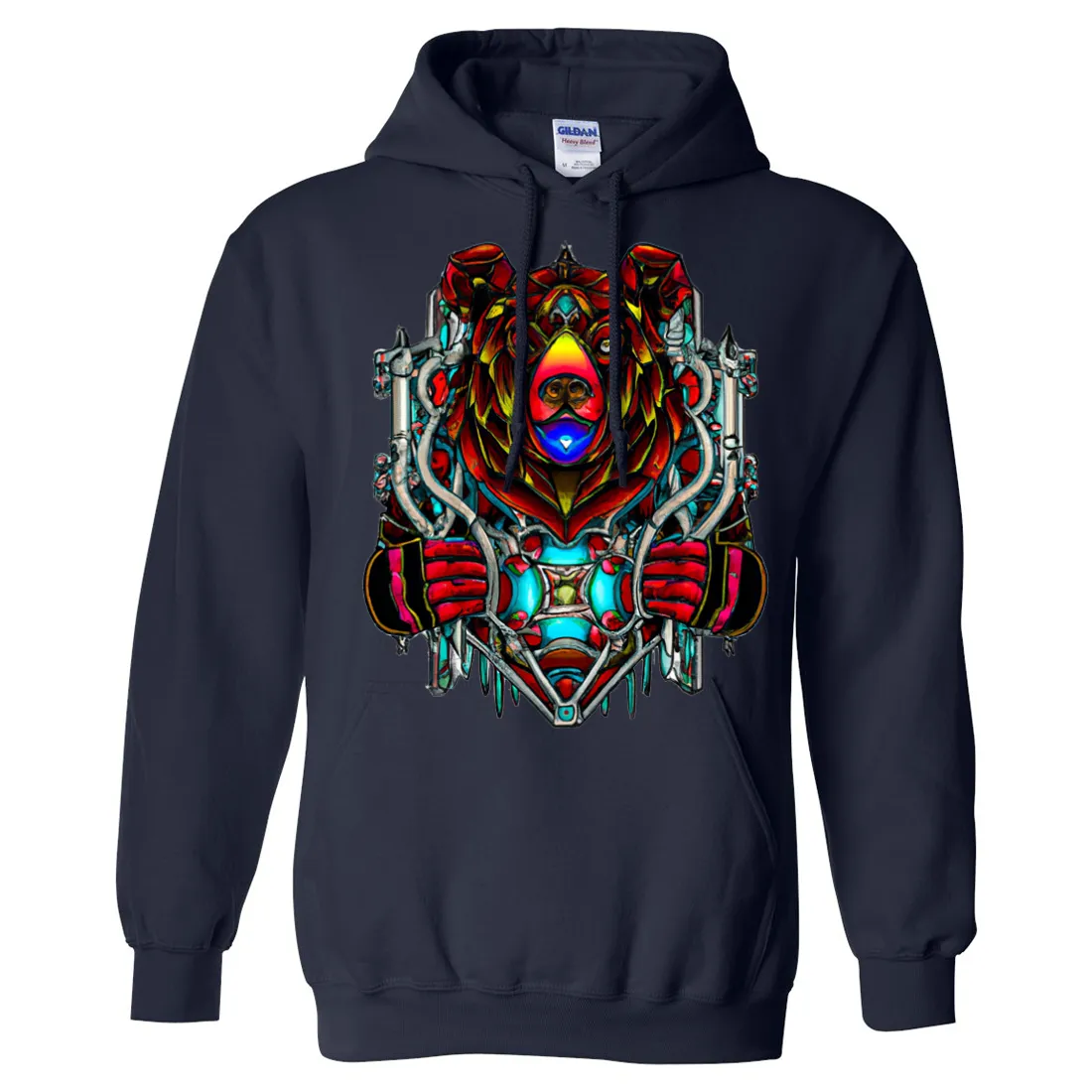 Stained Glass Gothic Cyborg Bear Sweatshirt Hoodie