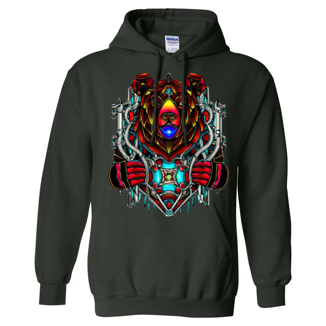 Stained Glass Gothic Cyborg Bear Sweatshirt Hoodie