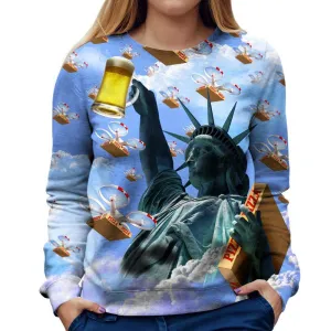 Statue Of Merica Womens Sweatshirt