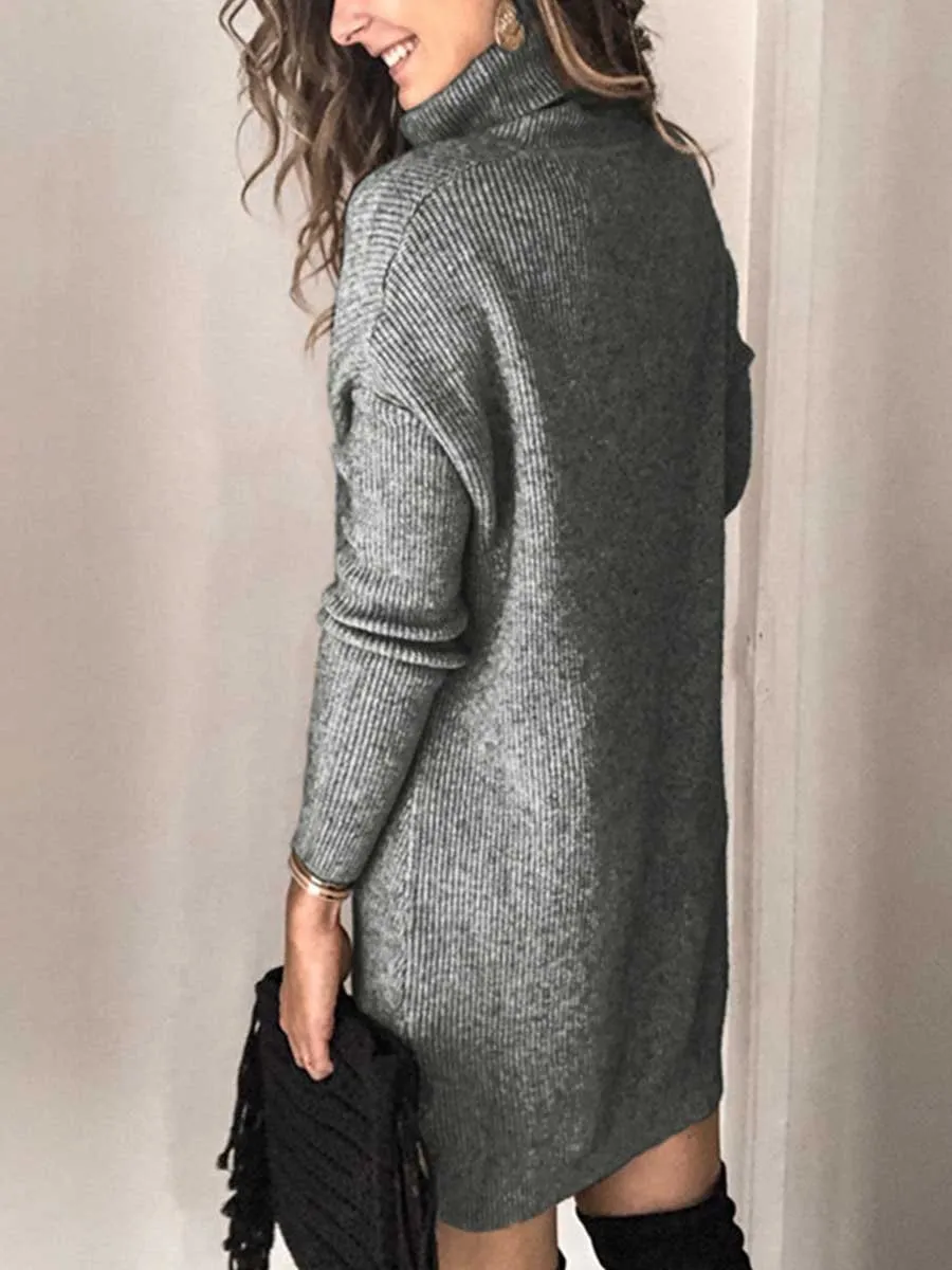 Stunncal Casual Turtleneck Midi Dress