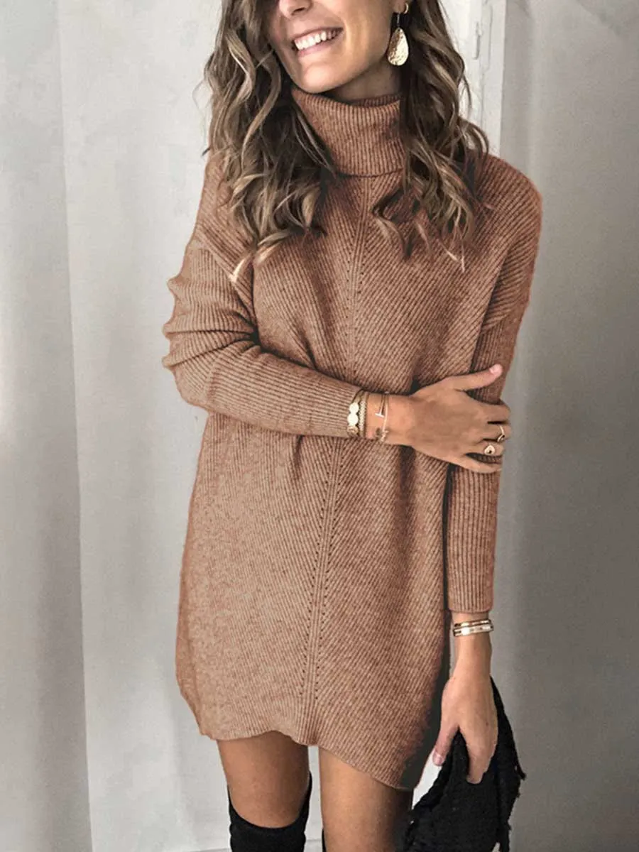 Stunncal Casual Turtleneck Midi Dress