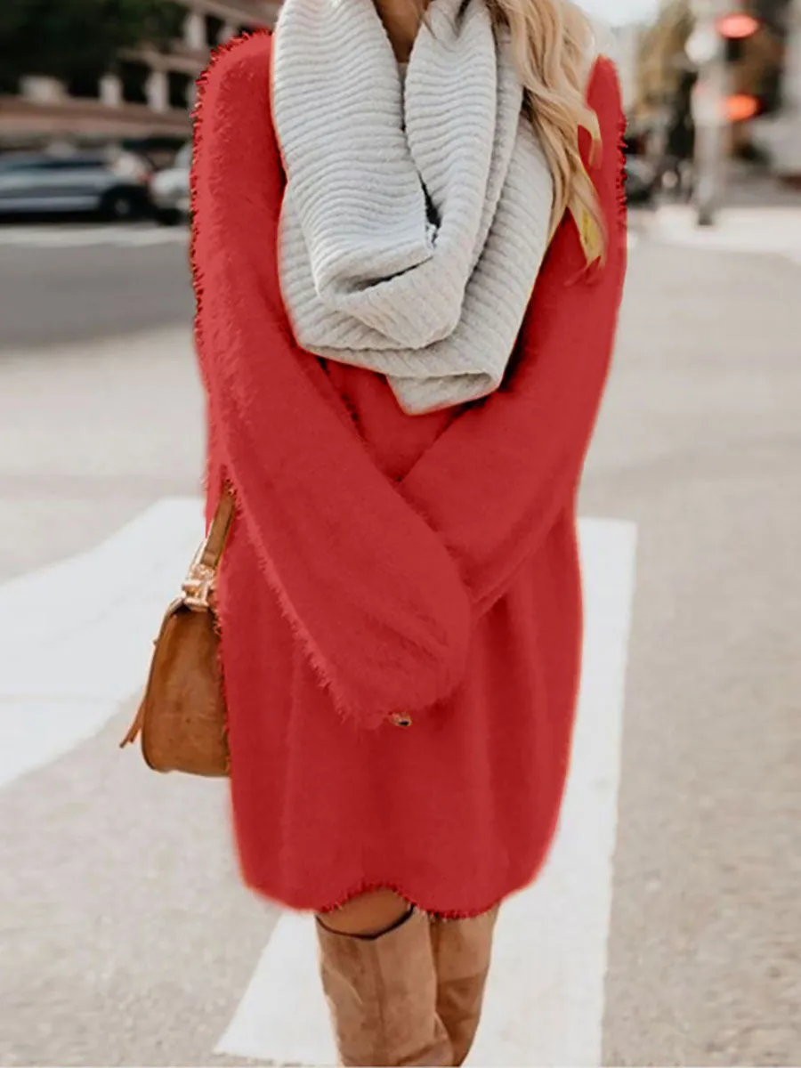 Stunncal Plush Sweater Dress(8 colors)