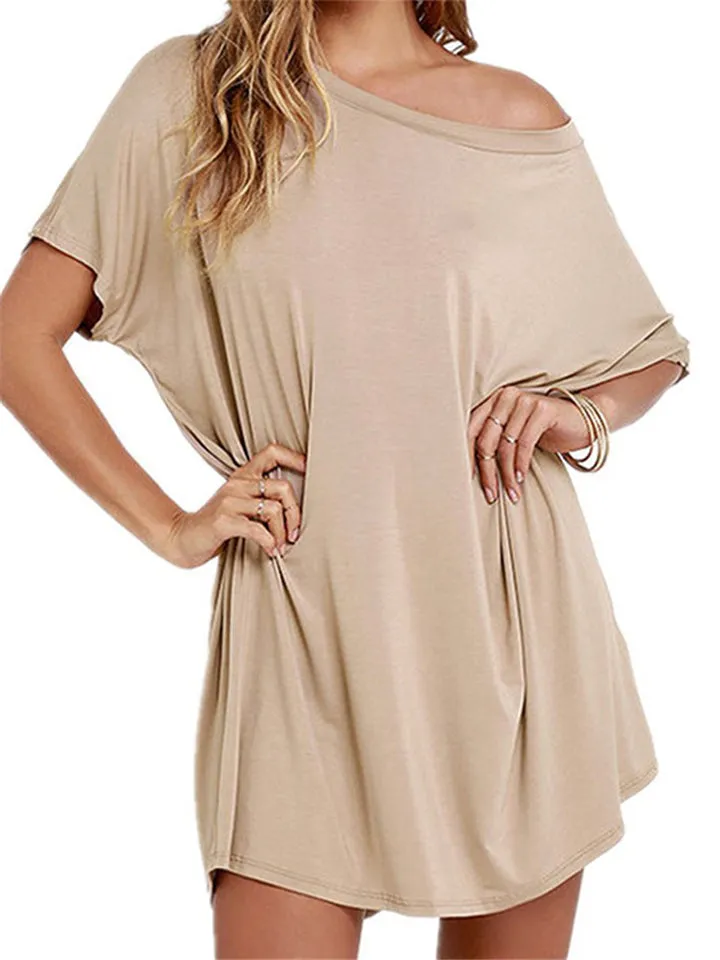 Summer Loose Solid Color Mini Dresses