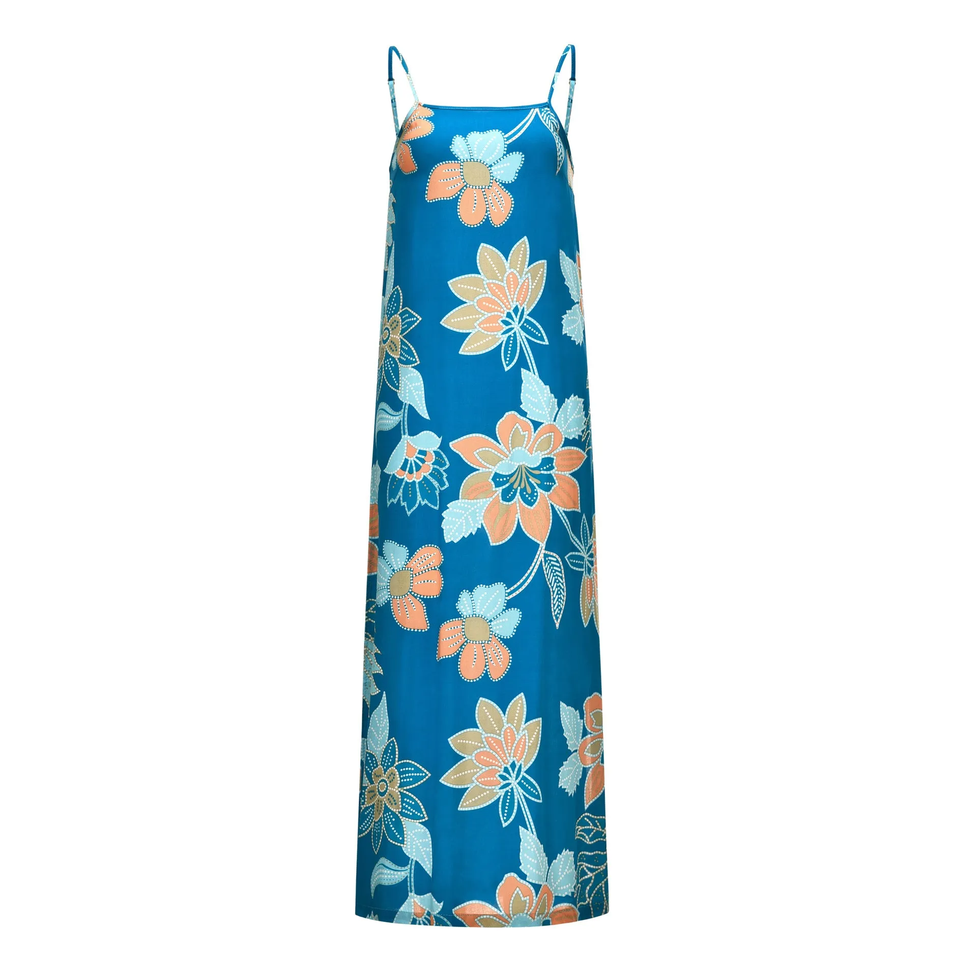Summer Sling Print Large Swing Slit Dress