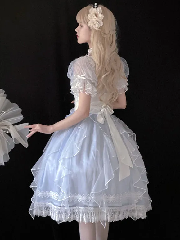Sweet Lolita Dress Polyester Short Sleeves Dress