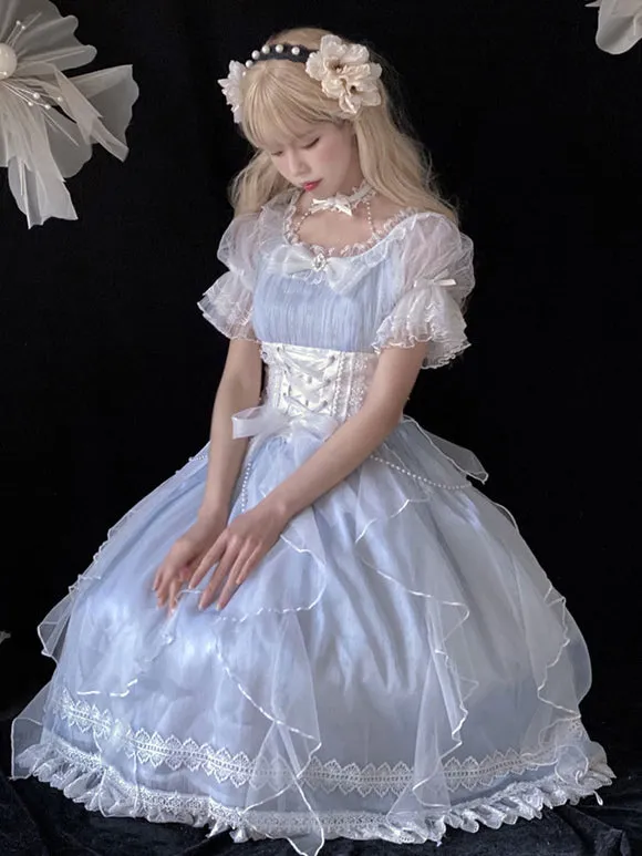 Sweet Lolita Dress Polyester Short Sleeves Dress