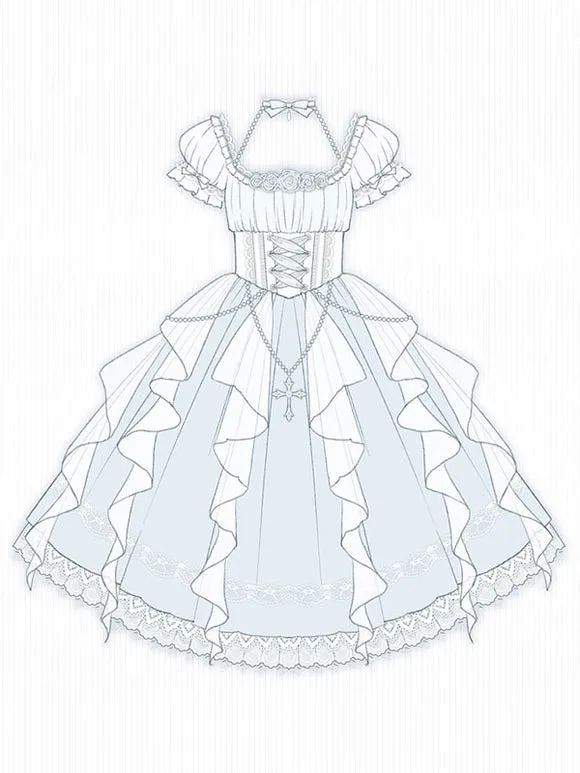Sweet Lolita Dress Polyester Short Sleeves Dress