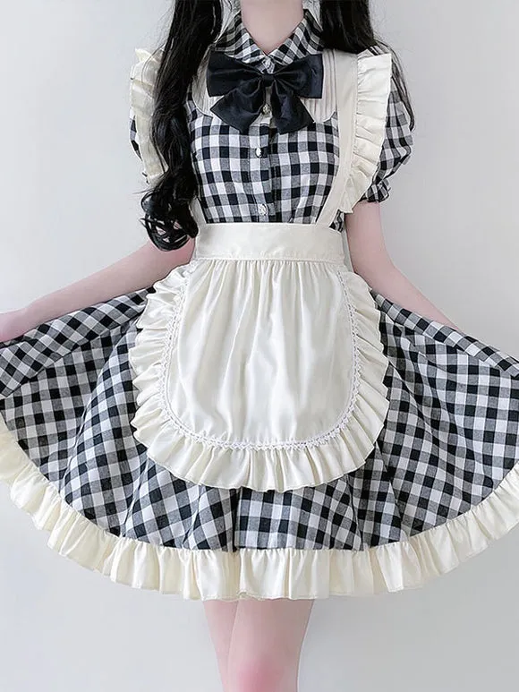 Sweet Lolita Dress Polyester Short Sleeves Ruffles Dress