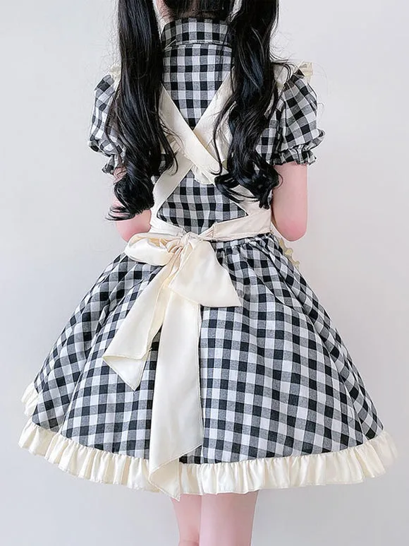 Sweet Lolita Dress Polyester Short Sleeves Ruffles Dress