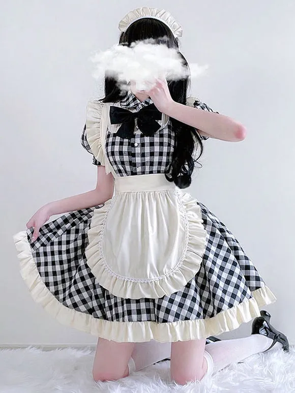 Sweet Lolita Dress Polyester Short Sleeves Ruffles Dress