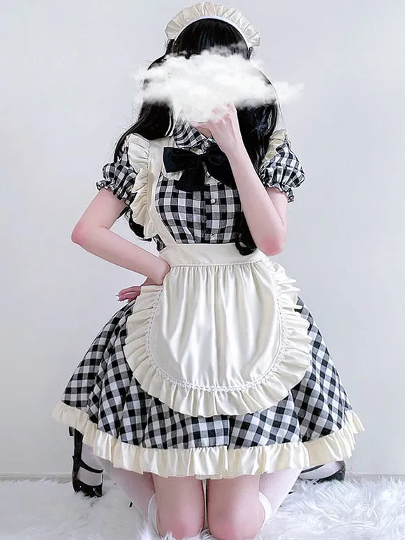 Sweet Lolita Dress Polyester Short Sleeves Ruffles Dress