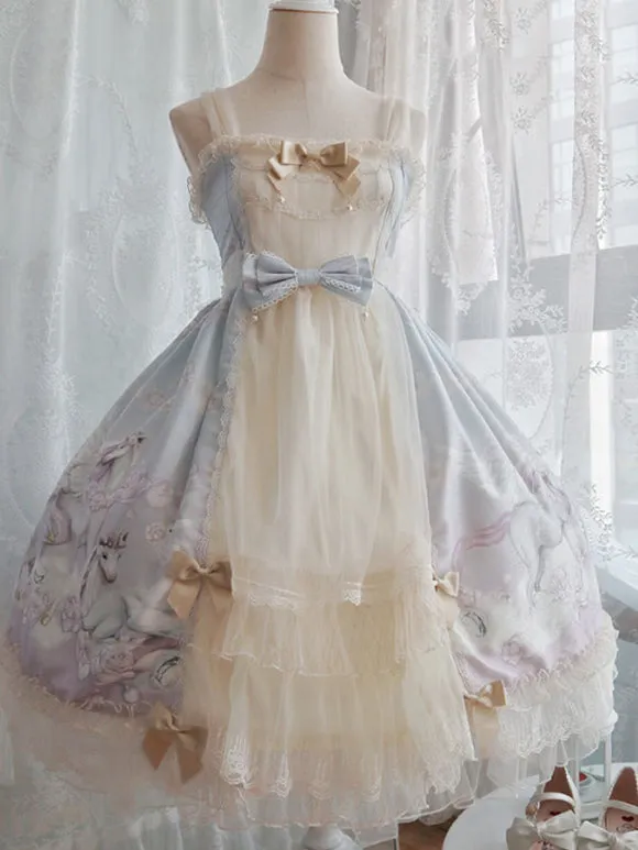 Sweet Lolita Dress Polyester Sleeveless Jumper Dress