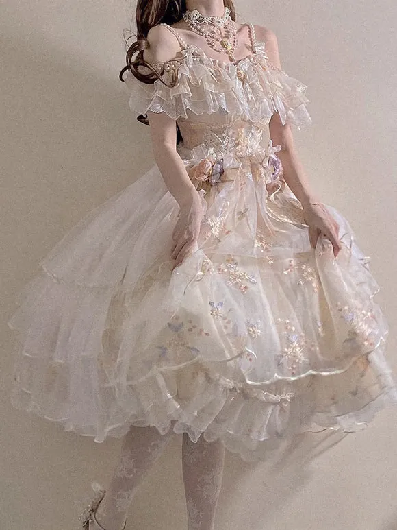 Sweet Lolita Dress Polyester Sleeveless Lolita Wedding Dress Adjustable Elastic