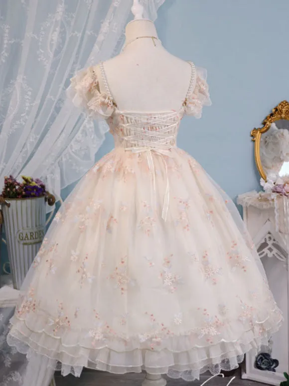 Sweet Lolita Dress Polyester Sleeveless Lolita Wedding Dress Adjustable Elastic