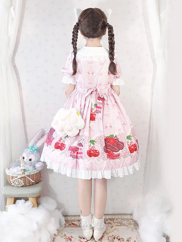 Sweet Lolita OP Dress Strawberry Cake Ruffles Lolita One Piece Dresses
