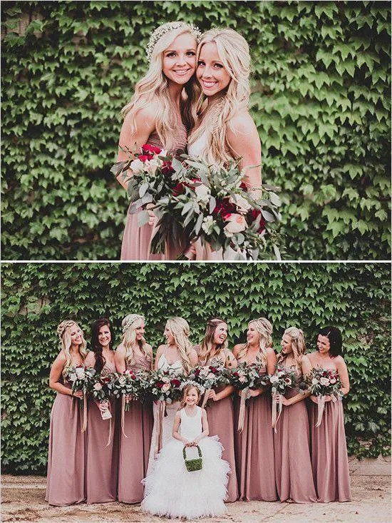 Sweetheart Long Chiffon Simple Soft Floor-Length Formal Bridesmaid Dresses, PD0496