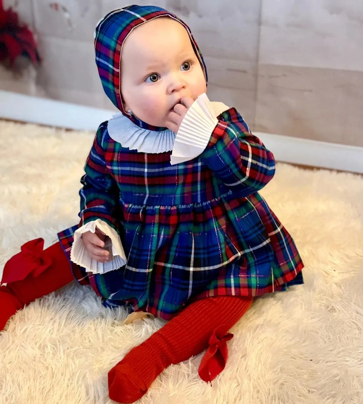 Tartan Dress Bonnet & Knicker Set
