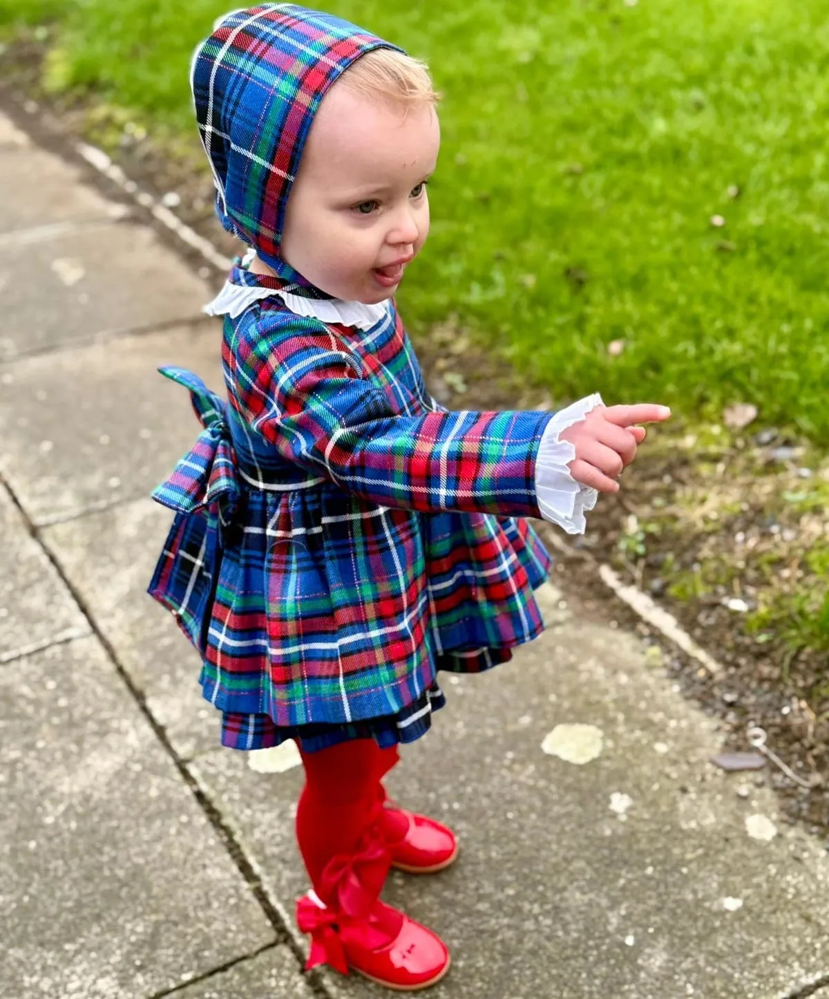 Tartan Dress Bonnet & Knicker Set