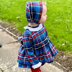 Tartan Dress Bonnet & Knicker Set