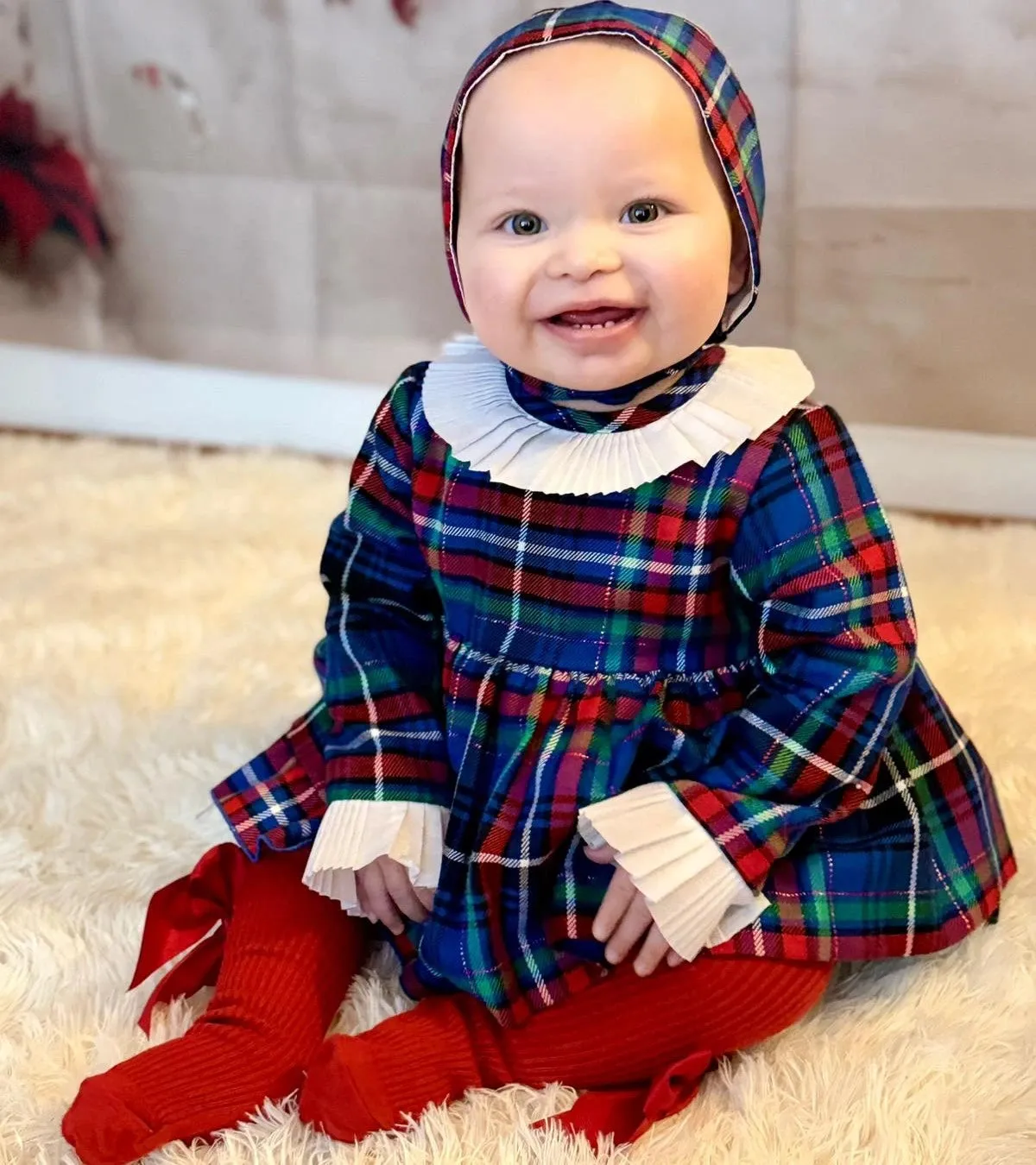 Tartan Dress Bonnet & Knicker Set