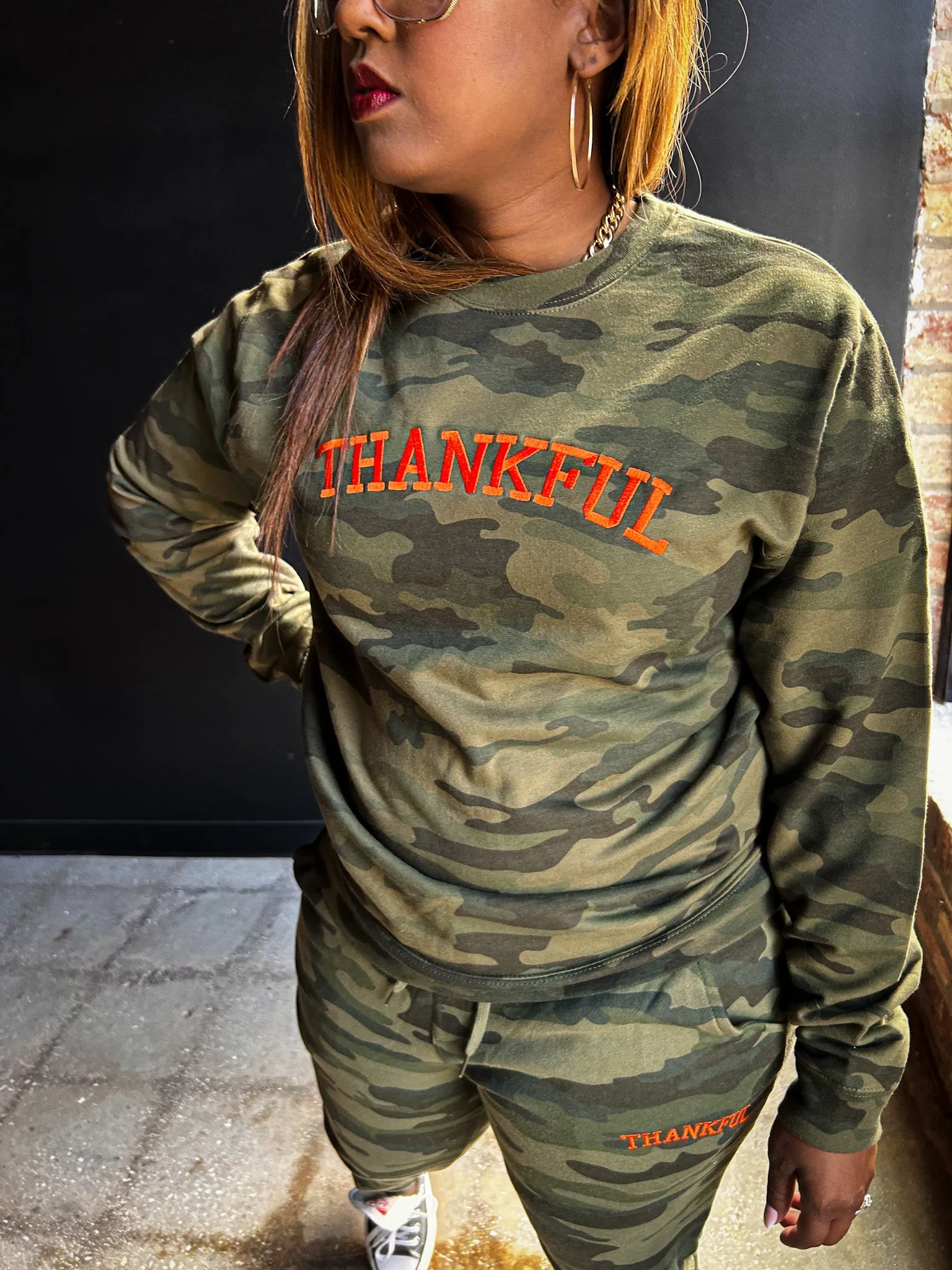 Thankful Embroidered Adult Drop Shoulder Sweatshirt