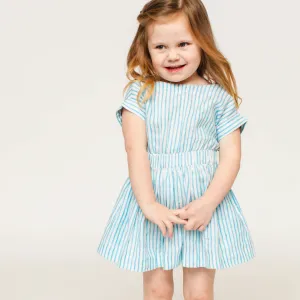 The Bow Back Dress - Linen Stripe