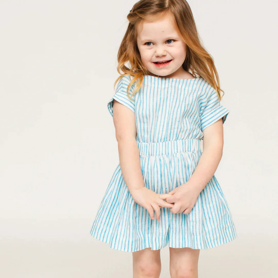 The Bow Back Dress - Linen Stripe