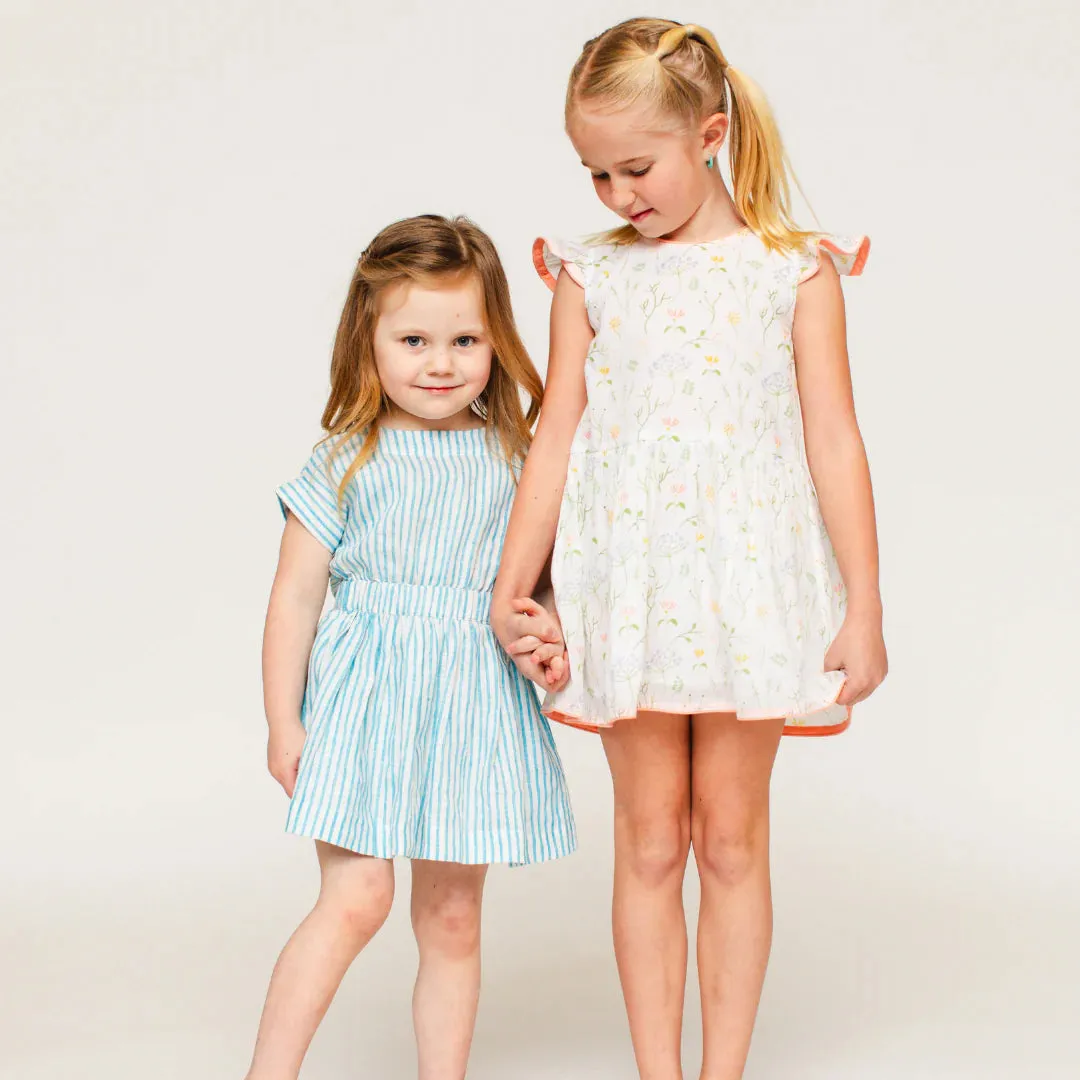 The Bow Back Dress - Linen Stripe
