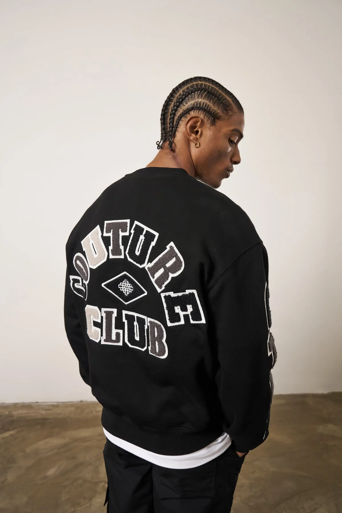 The Couture Club Multibadge Chenille Sweatshirt Black