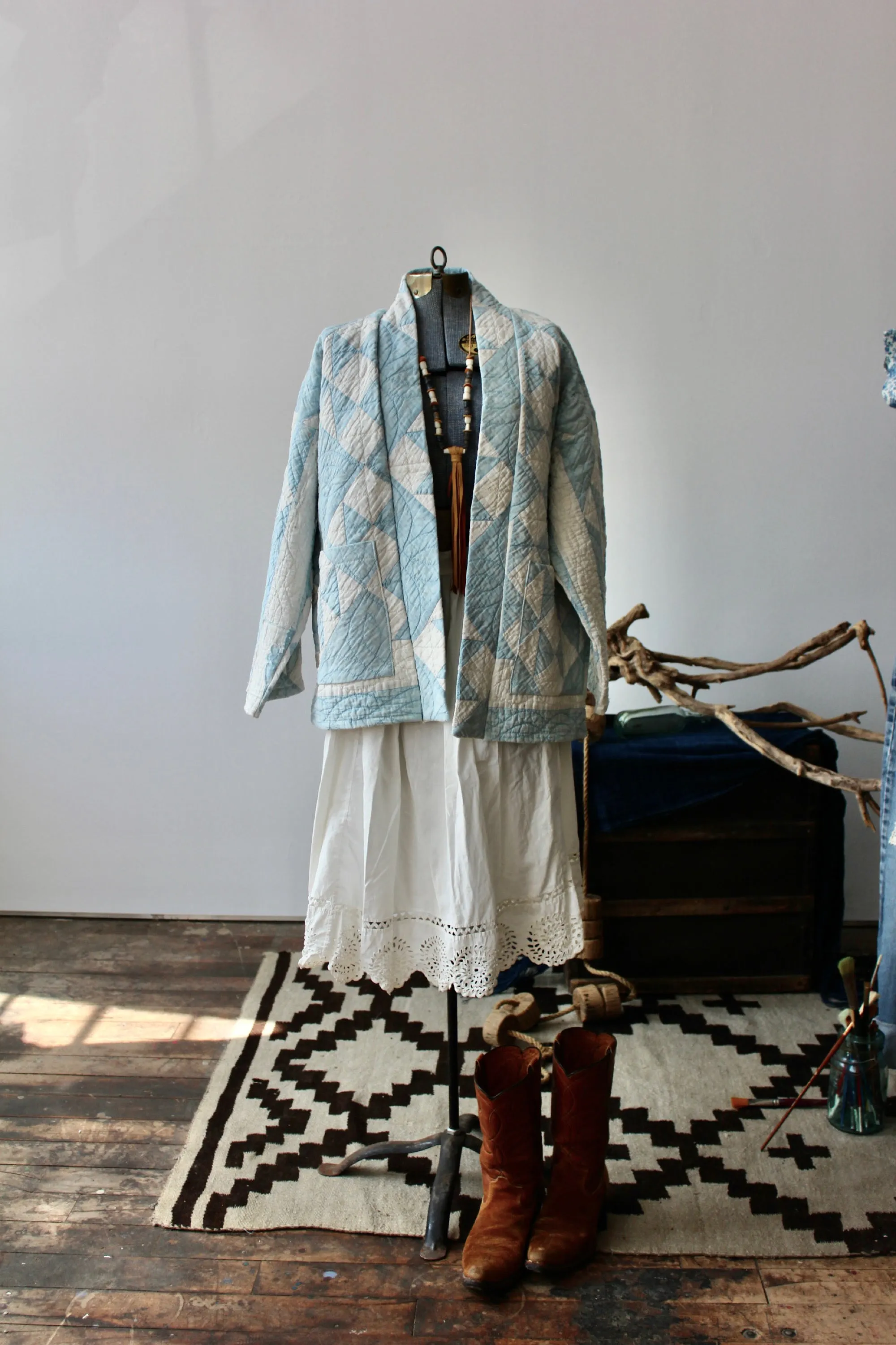 The Highlands Foundry Light Indigo Quilt Coat THF30