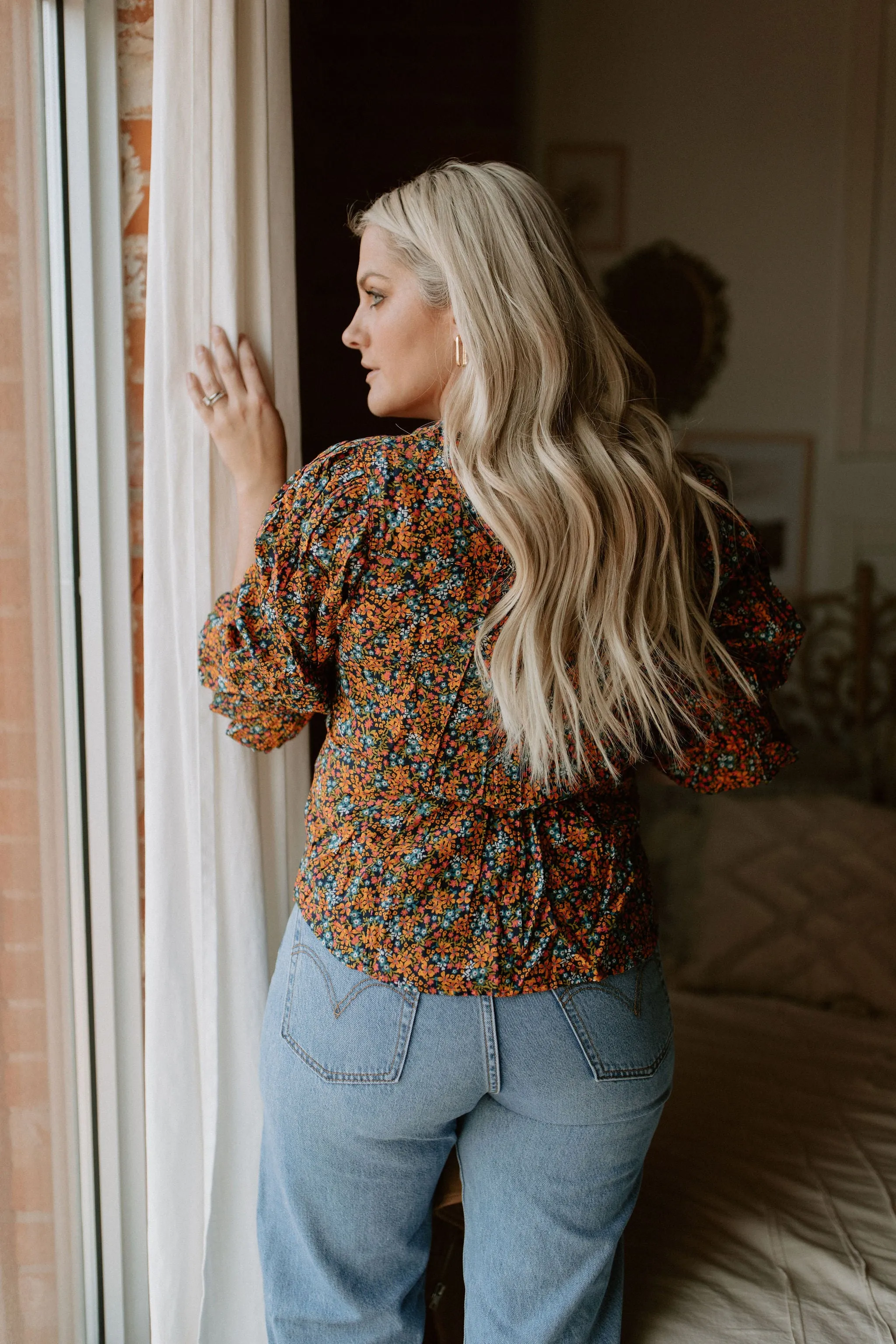 The I Found You Print Blouse by Free People - Navy Combo