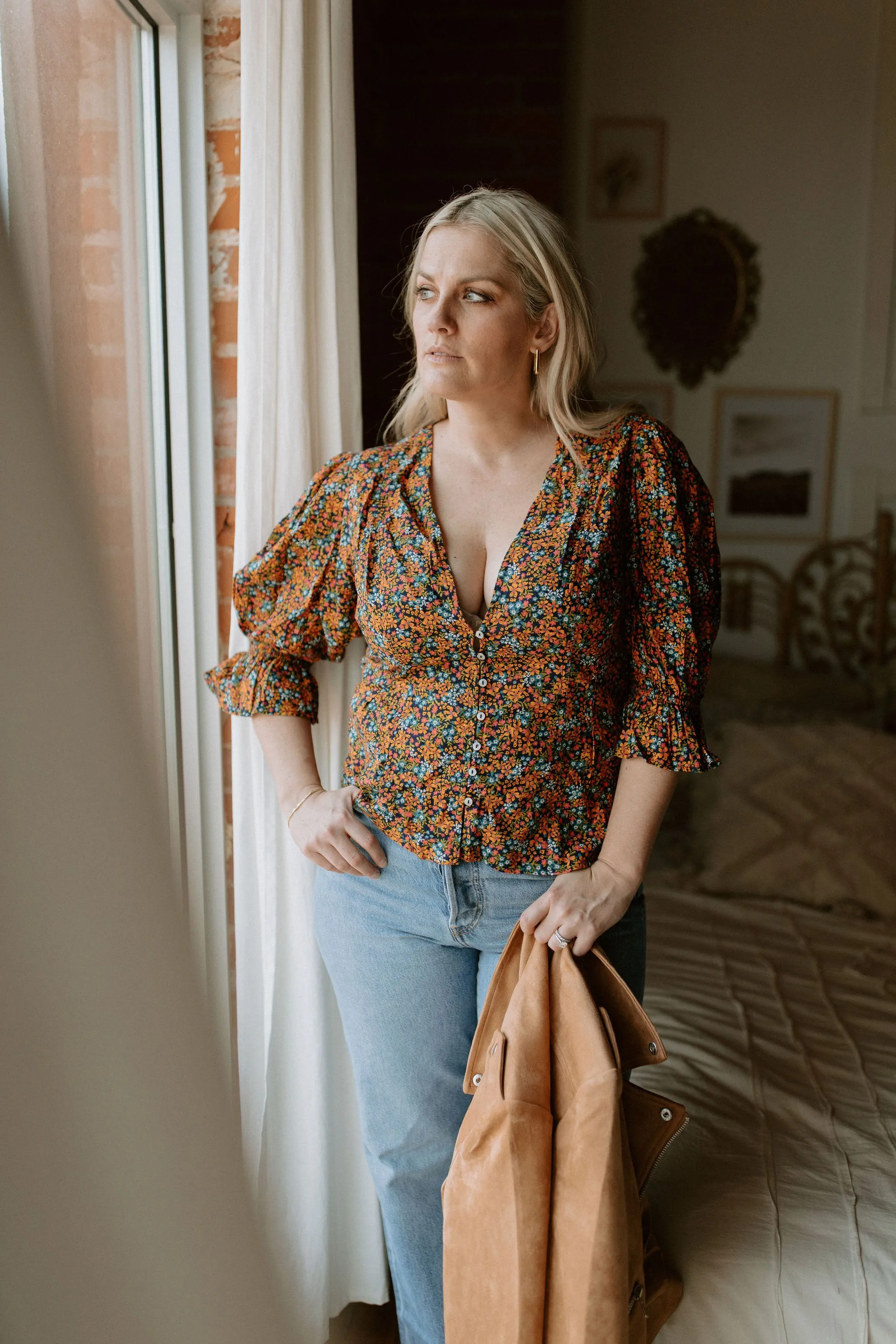 The I Found You Print Blouse by Free People - Navy Combo