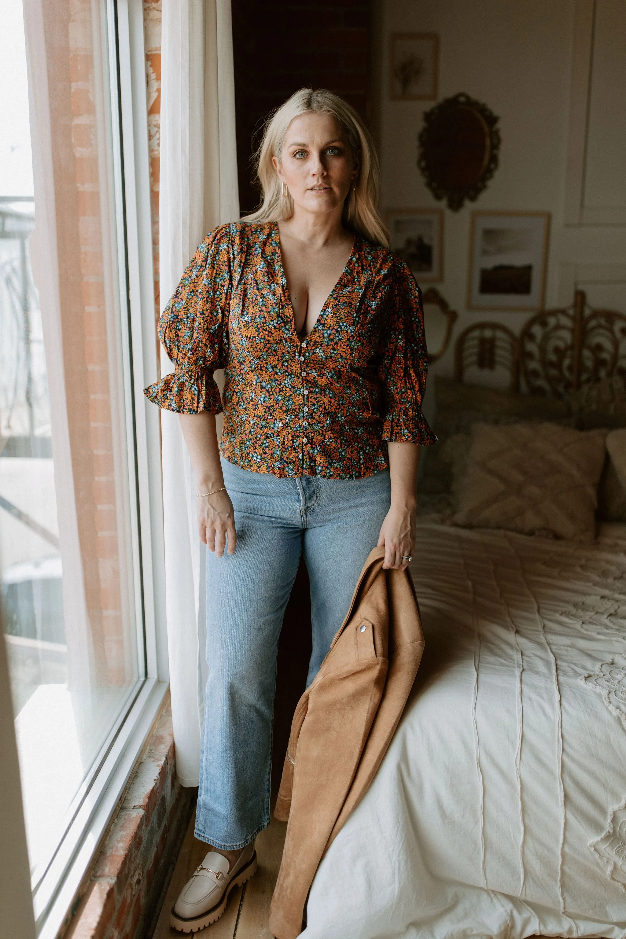 The I Found You Print Blouse by Free People - Navy Combo