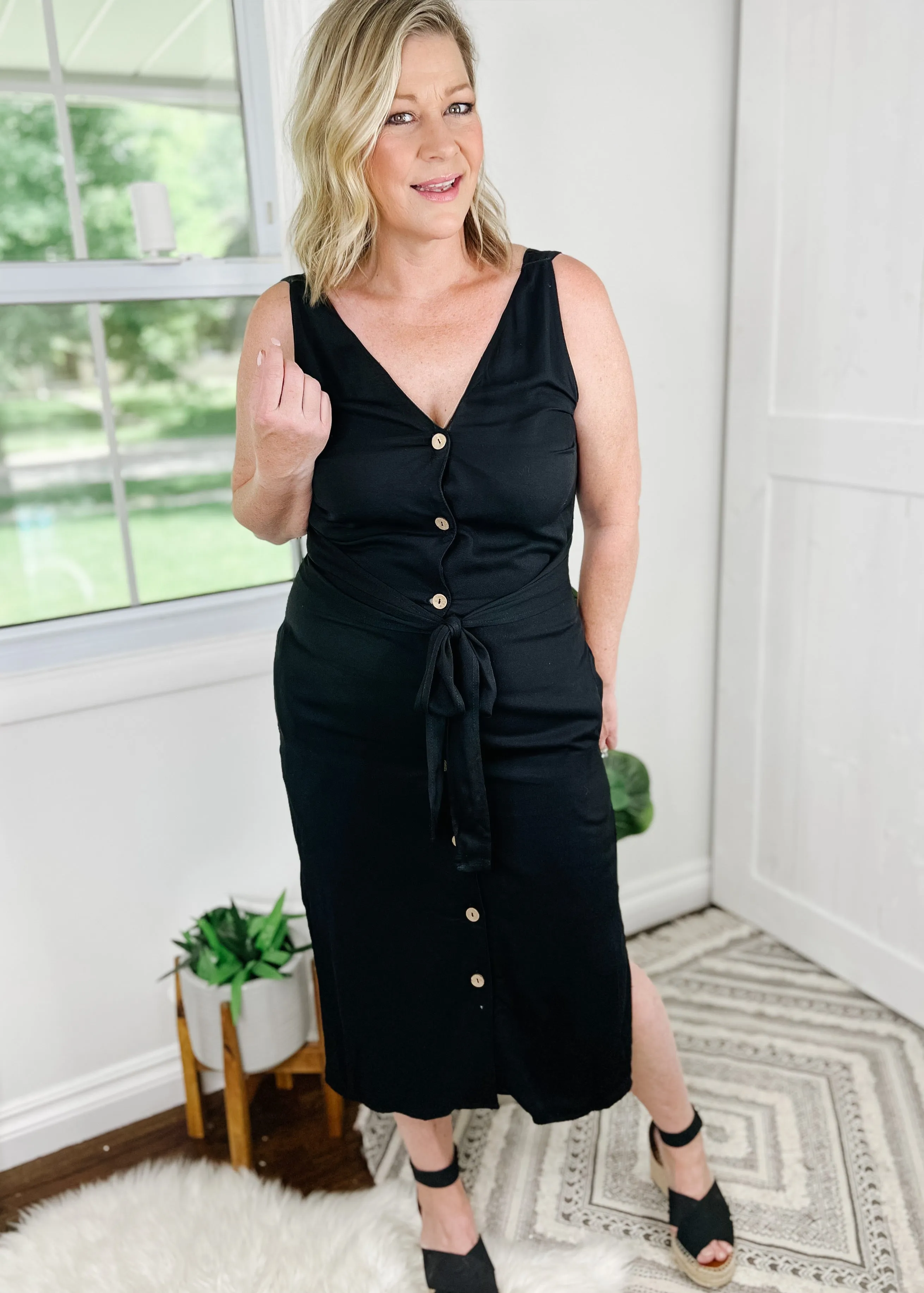Tie-back Midi Dress