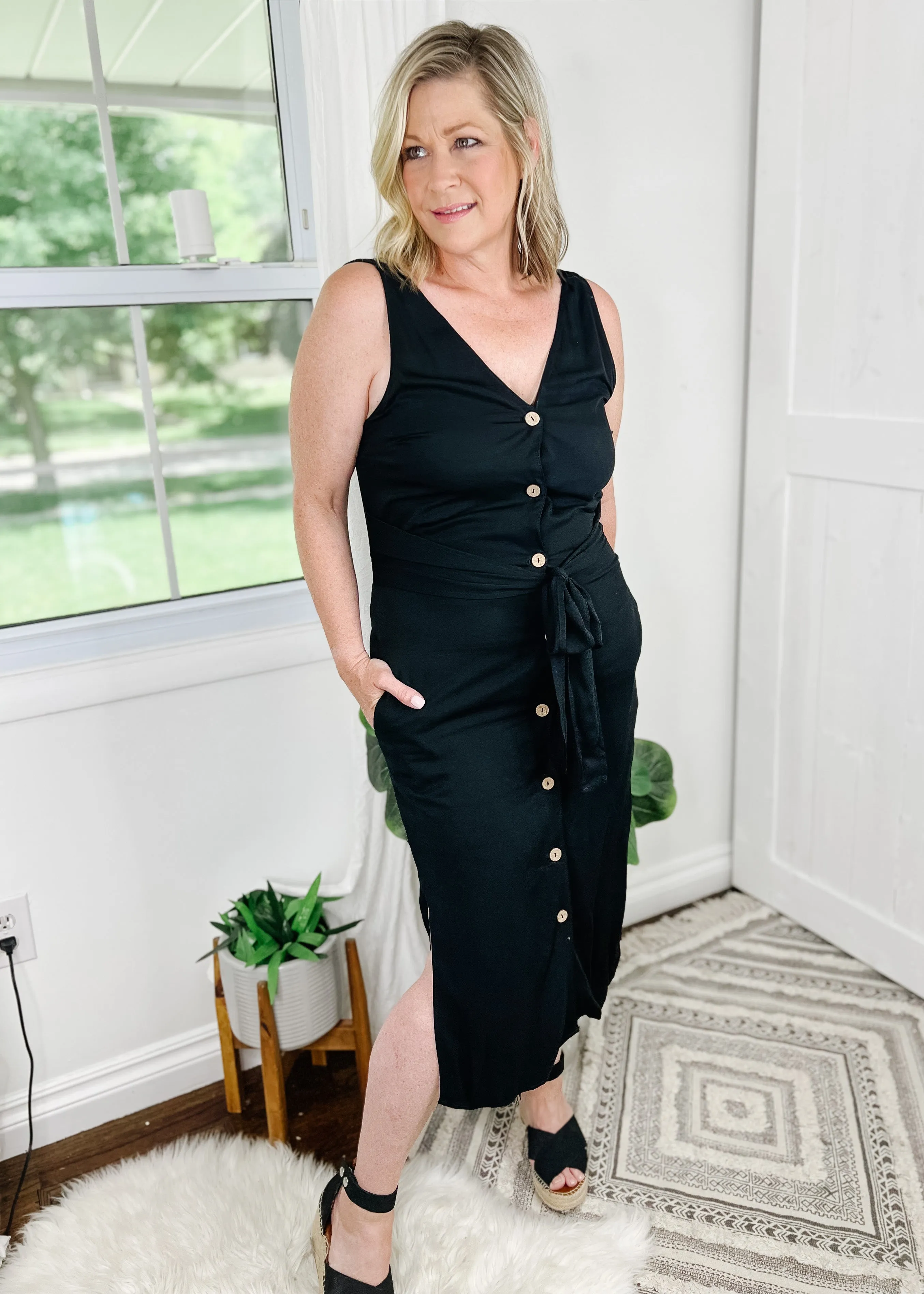 Tie-back Midi Dress